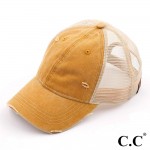 Distressed CC Baseball Cap with Mesh Back