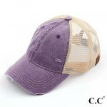 Distressed CC Baseball Cap with Mesh Back